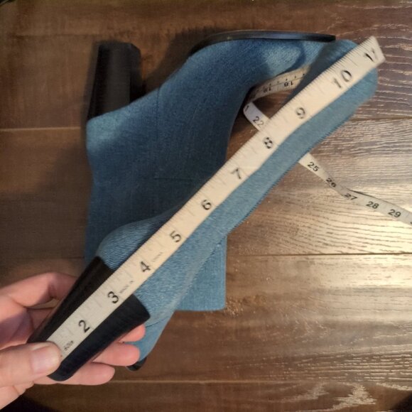 NEW Anthropologie Silent D Ivon Denim Boots Women 6.5 Vintage Chic Cowgirl Retro - Picture 10 of 11